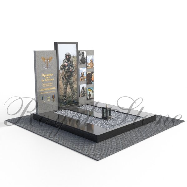Гранітний пам’ятник для військового з фотоколажем М336 - Royal Stone