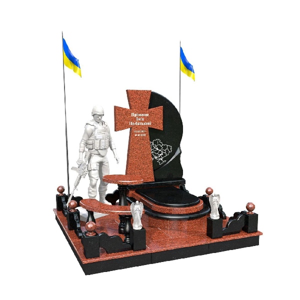 Елітний гранітний пам’ятник для військового зі скульптурою М151 - Royal Stone