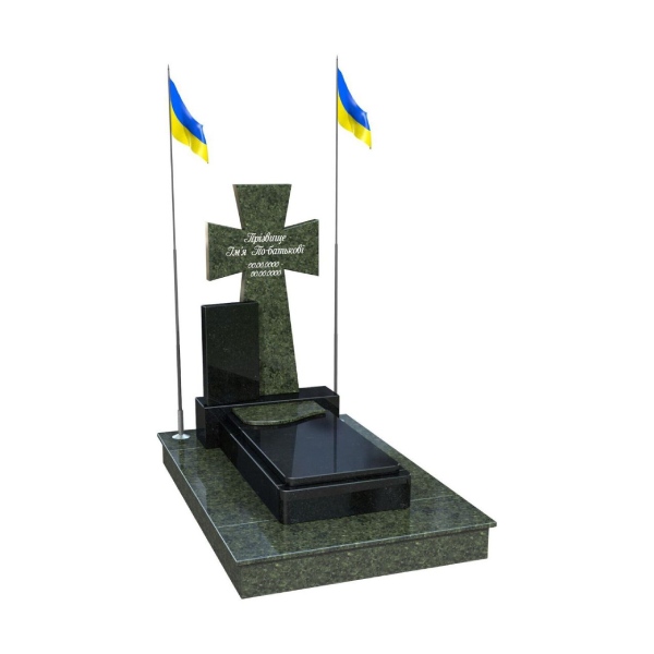 Гранітний пам’ятник для військового з козацьким хрестом М153 - Royal Stone