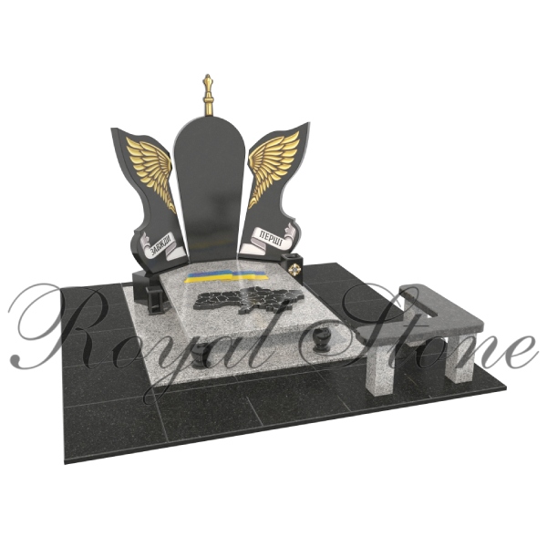 Гранітний пам’ятник для військового з символікою бригади М174 - Royal Stone