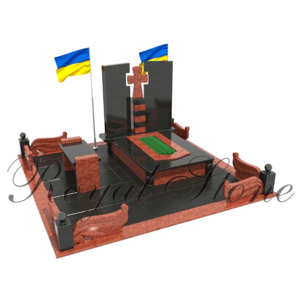 Гранітний пам’ятник для військового з козацьким хрестом М238 - Royal Stone