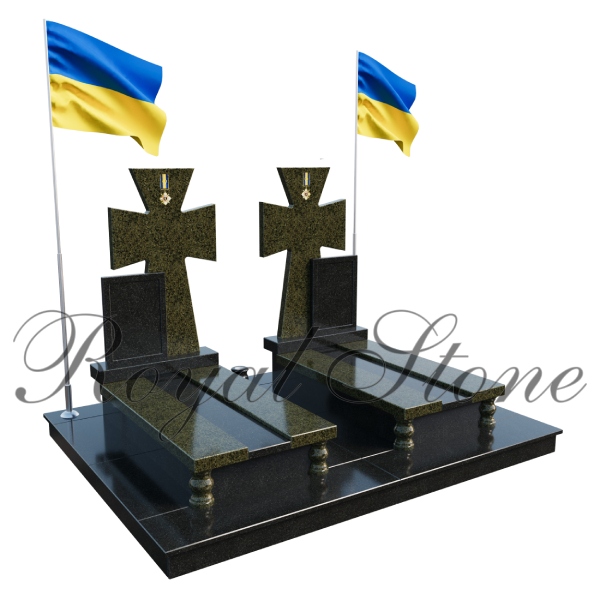 Гранітний пам’ятник для військового з козацьким хрестом М263 - Royal Stone