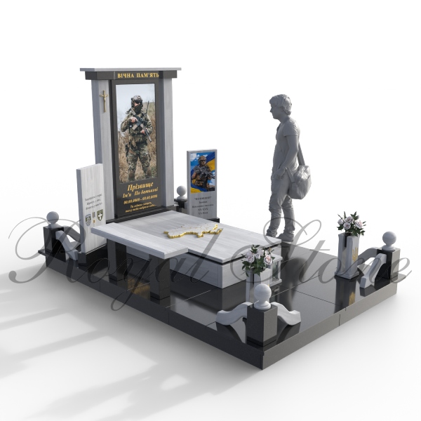 Мармуровий пам’ятник для військового з колонами М342 - Royal Stone