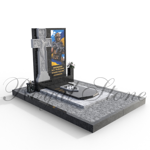 Гранітний пам’ятник для військового з ЧПУ хрестом М339 - Royal Stone