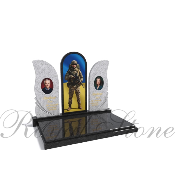Гранітний пам’ятник з крилами для військового М340 - Royal Stone