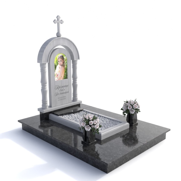 Мармуровий пам’ятник з колонами для одного М343 - Royal Stone